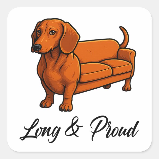 Sticker Carré Canapé Wiener De Chien Long Et Fier (Devant)