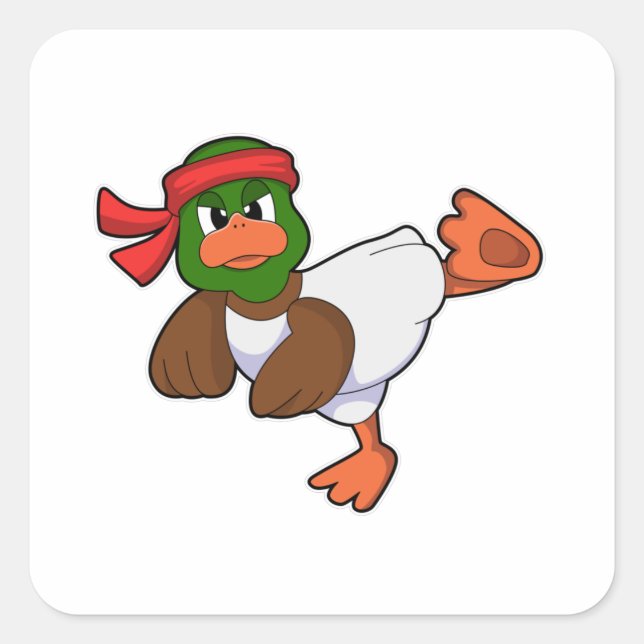 Sticker Carré Canard aux arts martiaux Karate (Devant)