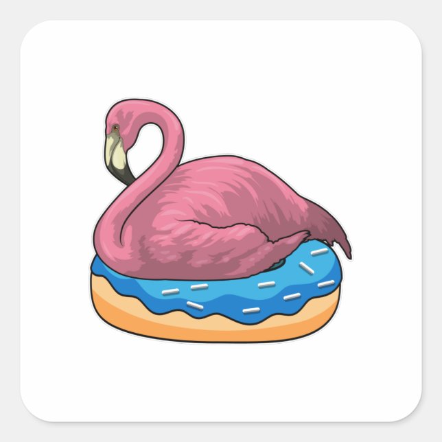 Sticker Carré Canard avec Donut (Devant)