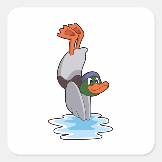Sticker Carré Canard avec stand dans l'eau.PNG (Devant)