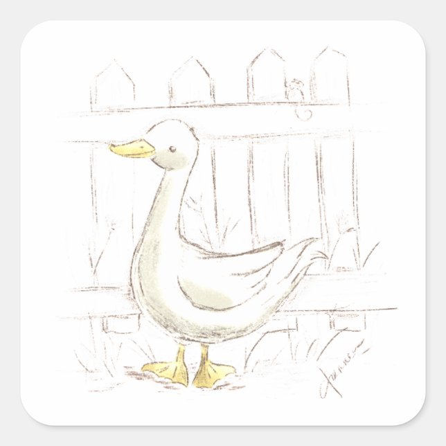 Sticker Carré Canard de conte de fées (Devant)