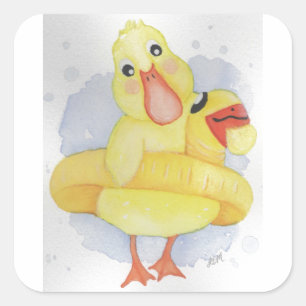 Sticker Carré Canard en caoutchouc