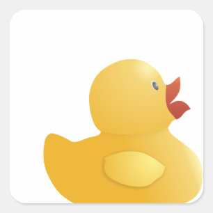 Sticker Carré Canard en caoutchouc jaune