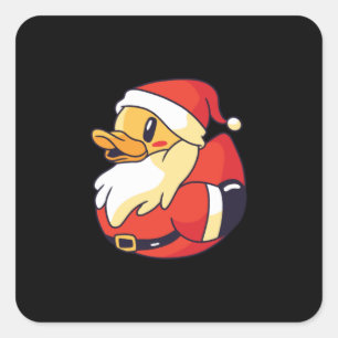 Sticker Carré Canard en caoutchouc père Noël