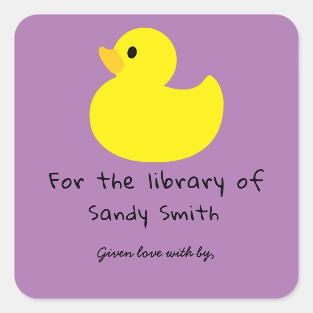 Sticker Carré Canard jaune - pour la bibliothèque de (Devant)