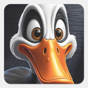 Sticker Carré Canard mignon.