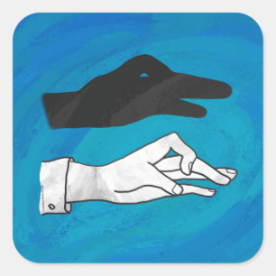 Sticker Carré Canard noir sur bleu