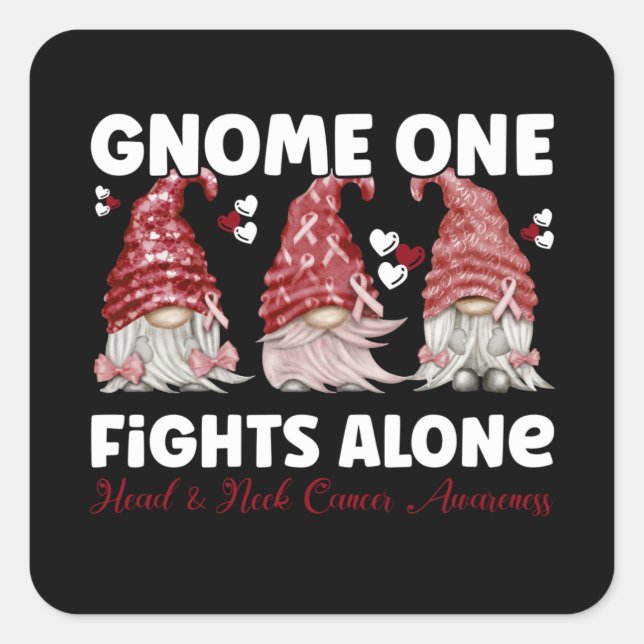 Sticker Carré Cancer de la tête et du cou Burgundy Ruban (Devant)