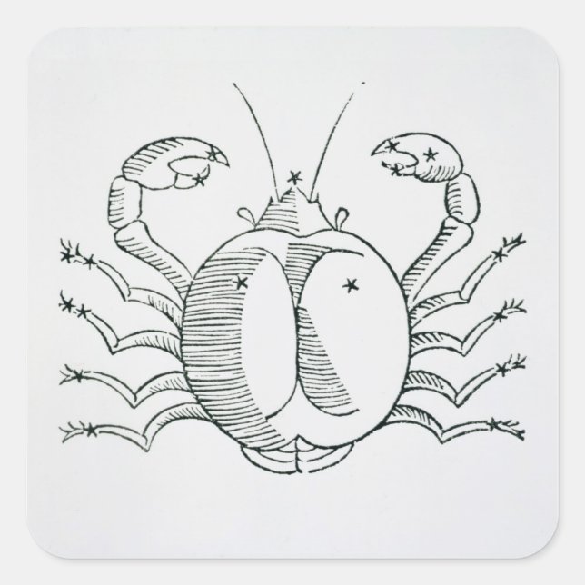 Sticker Carré Cancer (le crabe) une illustration de la poésie (Devant)