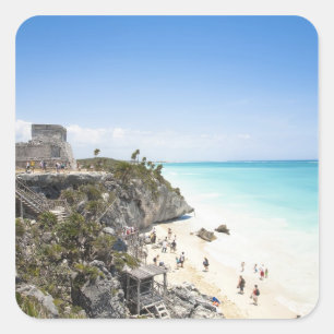 Sticker Carré Cancun, Quintana Roo, Mexique - Ruines sur une col
