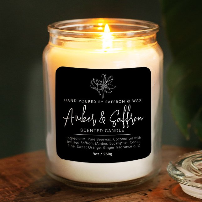 Sticker Carré Candle saffron amber simple ingredient black (Créateur téléchargé)