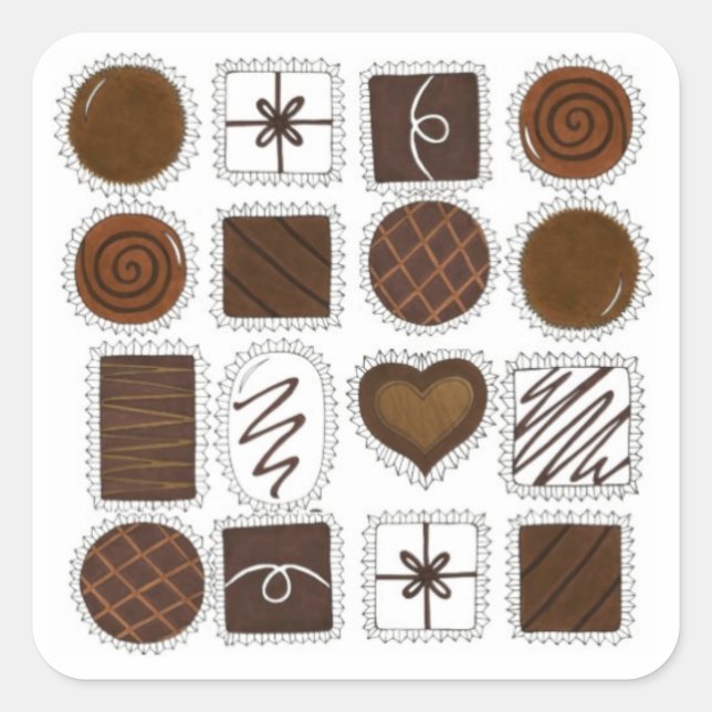 Sticker Carré Candy Box Chocolats Chocolats Chocolat Valentine C (Devant)