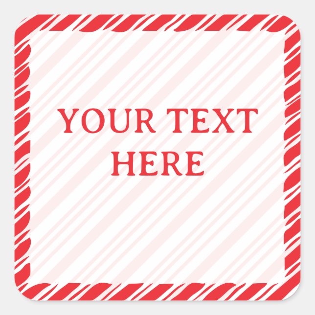 Sticker Carré Candy Cane Border Christmas Decor Editable Text (Devant)