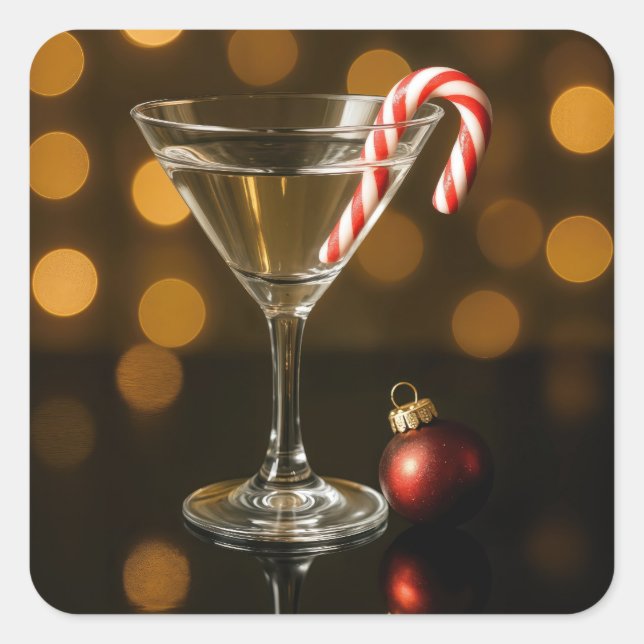 Sticker Carré Candy Cane in a Christmas Martini (Devant)