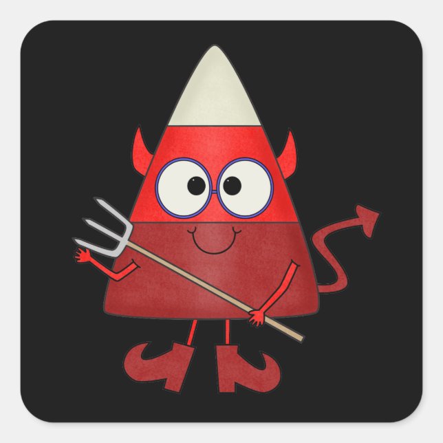 Sticker Carré Candy Corn Devil Halloween (Devant)