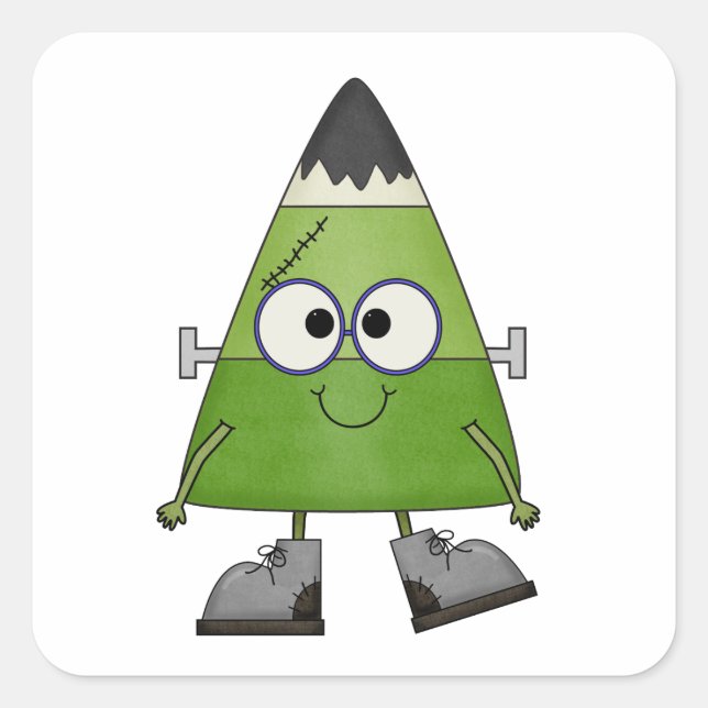 Sticker Carré Candy Corn Frankenstein Halloween (Devant)