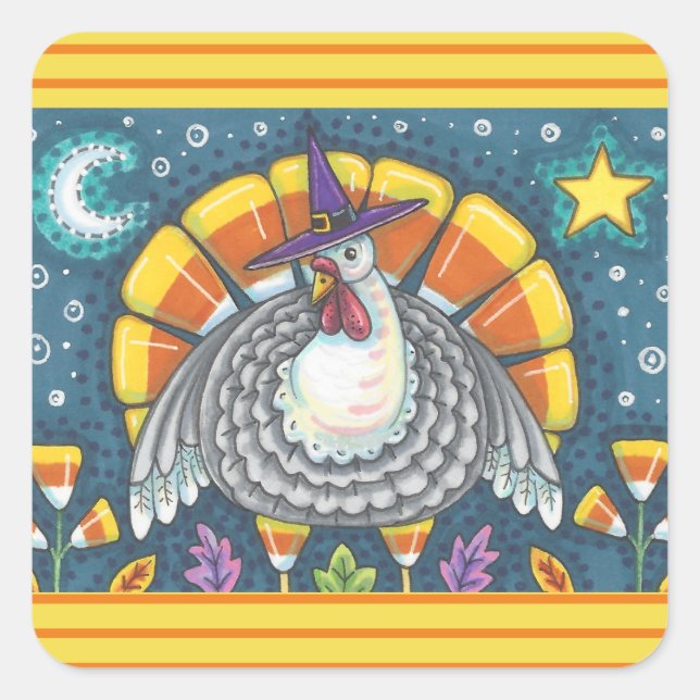 STICKER CARRÉ CANDY CORN TURKEY, FEUILLE DE BILLETS (Devant)