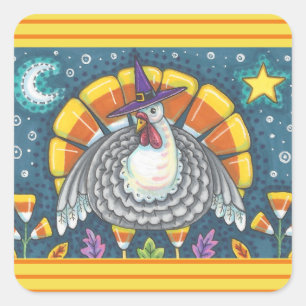 STICKER CARRÉ CANDY CORN TURKEY, FEUILLE DE BILLETS