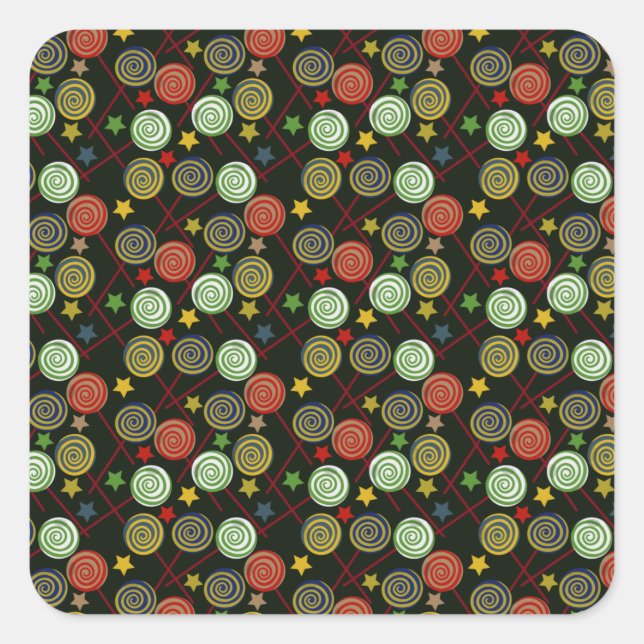 Sticker Carré Candy pattern | Lollies | lollipop (Devant)