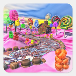 Sticker Carré Candyland rose