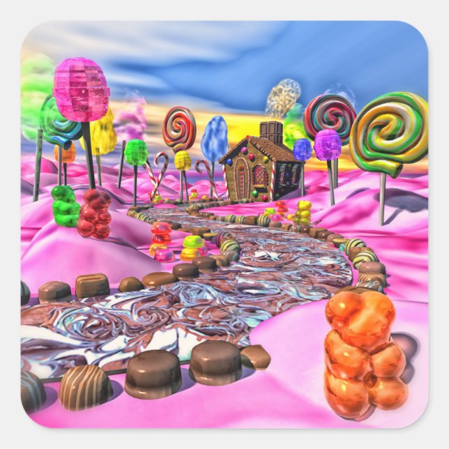 Sticker Carré Candyland rose (Devant)