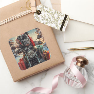 Sticker Carré Cane Corso Chien équitation Moto Noël