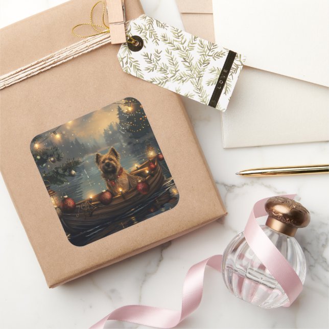 Sticker Carré Cane Corso Noël Festive Voyage (Cadeaux)