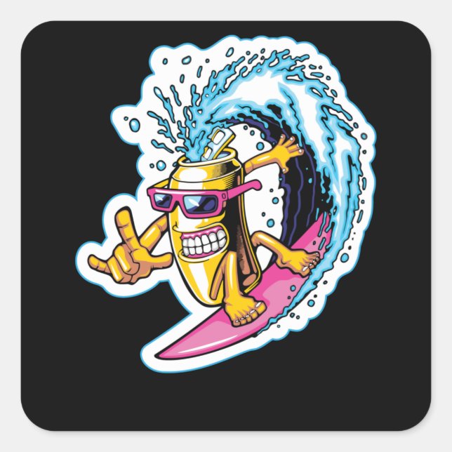 Sticker Carré Canettes surf (Devant)