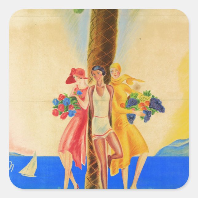 Sticker Carré Cannes vintage (Devant)