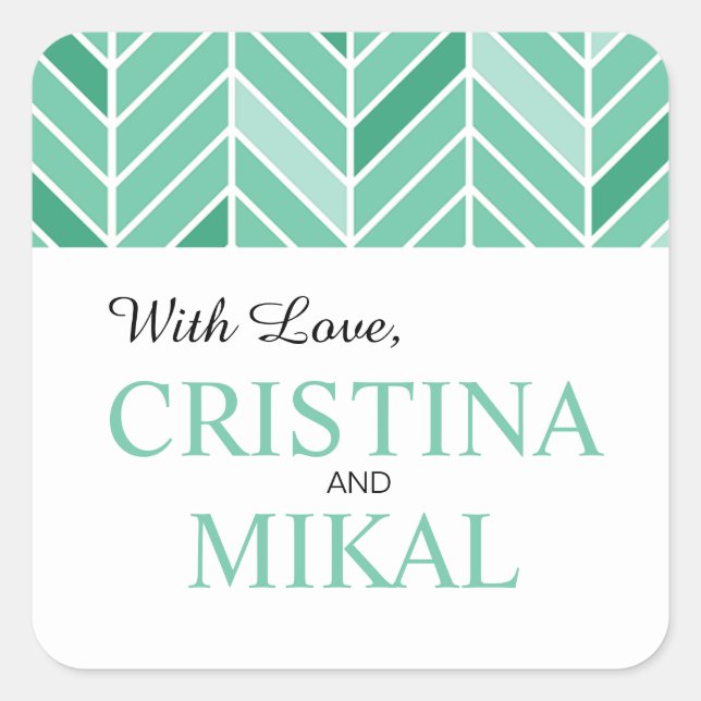 Sticker Carré Cantilevered Chevron Favor | vert menthe (Devant)