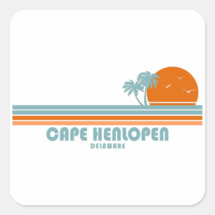 Sticker Carré Cape Henlopen Delaware Sun Palm Trees
