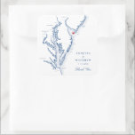 Sticker Carré Cape May New Jersey Carte Marine Wedding Favor<br><div class="desc">Ces autocollants Cape May New Jersey Map sceaux sont parfaits pour les sacs de faveur, enveloppes ou cadeaux de bienvenue pour votre Mariage Jersey Shore. Déplacez le coeur en cliquant sur "Editer à l'aide de l'outil de conception" sous "Personnaliser". Cet autocollant carré polyvalent présente une carte de la baie de...</div>