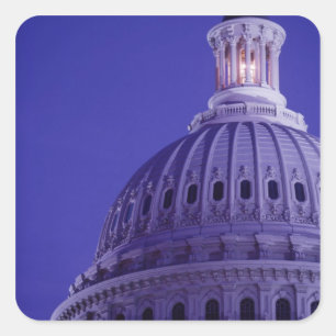 Sticker Carré Capitole des États-Unis au crépuscule avec lumière