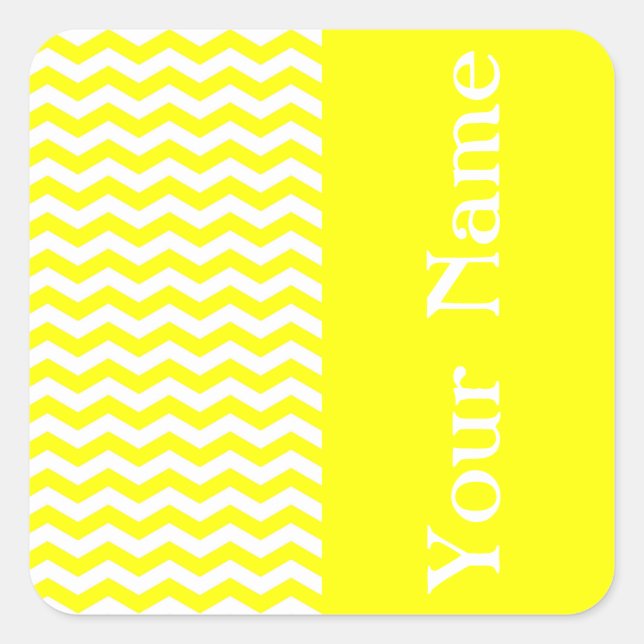 Sticker Carré Capri Lemon Wave Chevron avec nom (Devant)