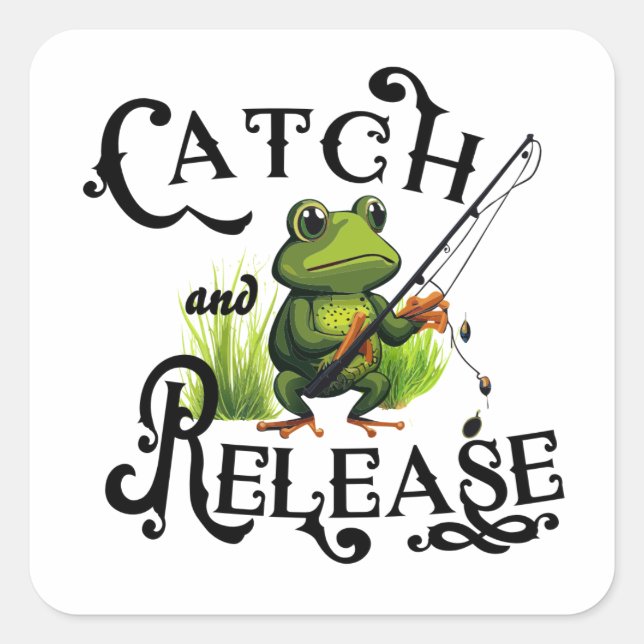 Sticker Carré Capture Et Libération Patch De Grenouille De Pêche (Devant)