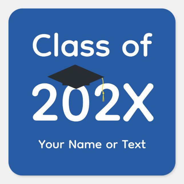 Sticker Carré Capuchon de graduation noir #1-4 (Devant)