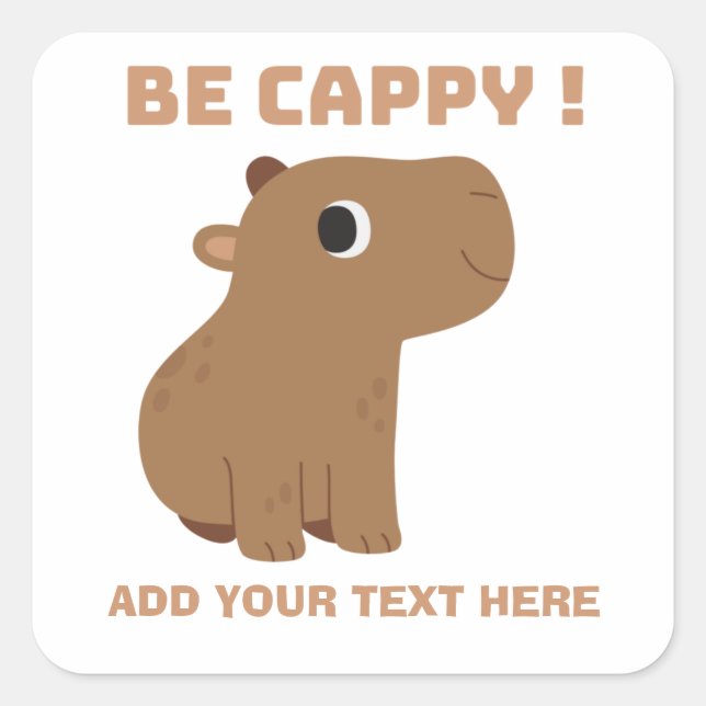 Sticker Carré Capybara Drôle Personnalisé (Devant)