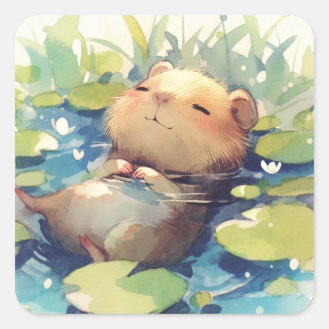 Sticker Carré Capybara Eaux Calmes (Devant)
