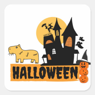 Sticker Carré Capybara Halloween