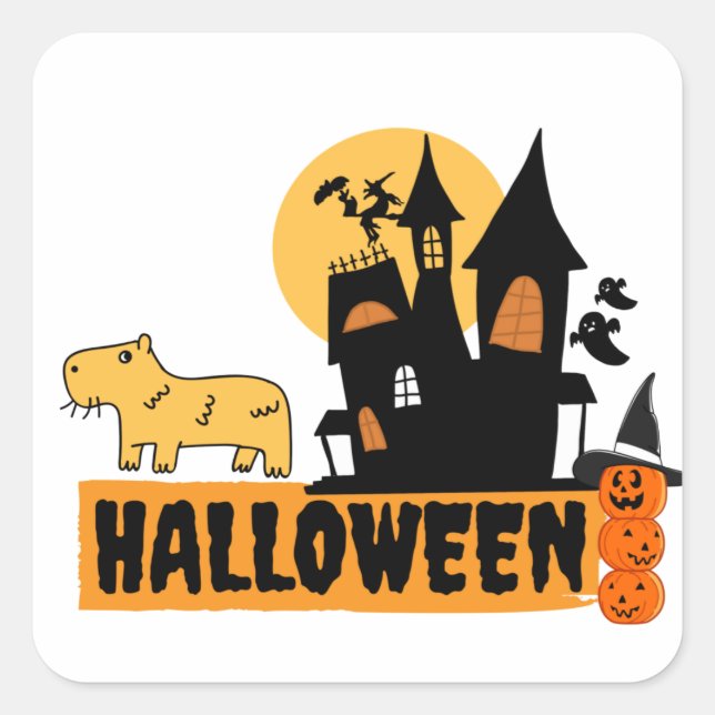 Sticker Carré Capybara Halloween (Devant)