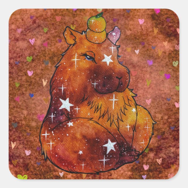 Sticker Carré Capybara nommé Dream (Devant)
