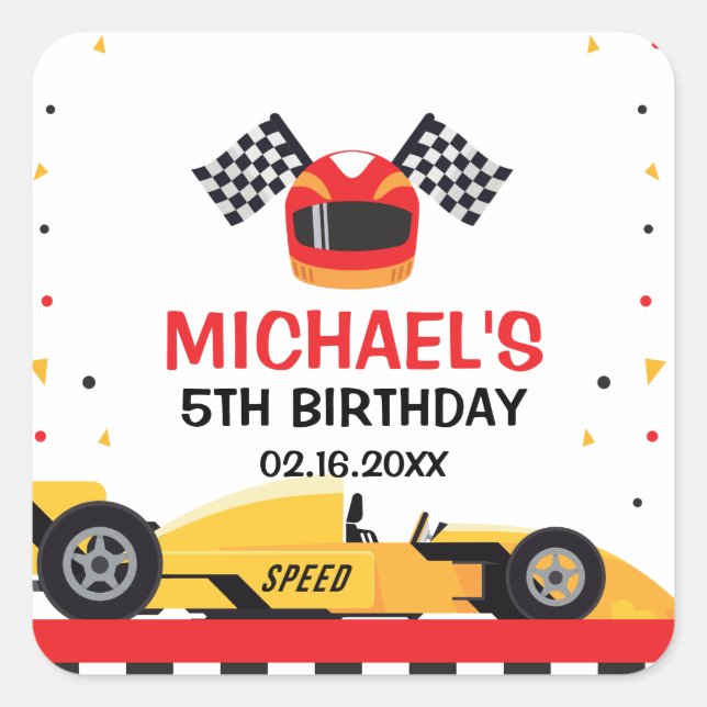 Sticker Carré  Car Racing Birthday (Devant)