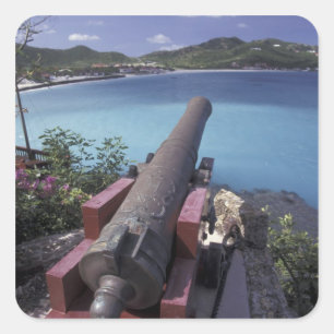 Sticker Carré CARAÏBES, St. Barts, Canon pointé sur la baie de