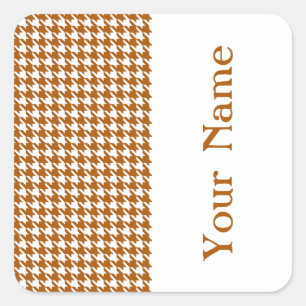 Sticker Carré Caramel Moderne Houndstooth avec nom