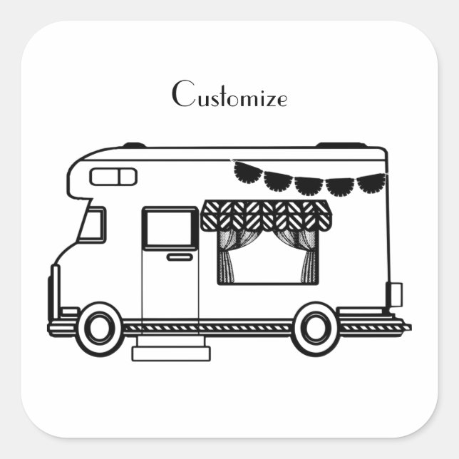 Sticker Carré Caravane de camping RV Thunder_Cove (Devant)