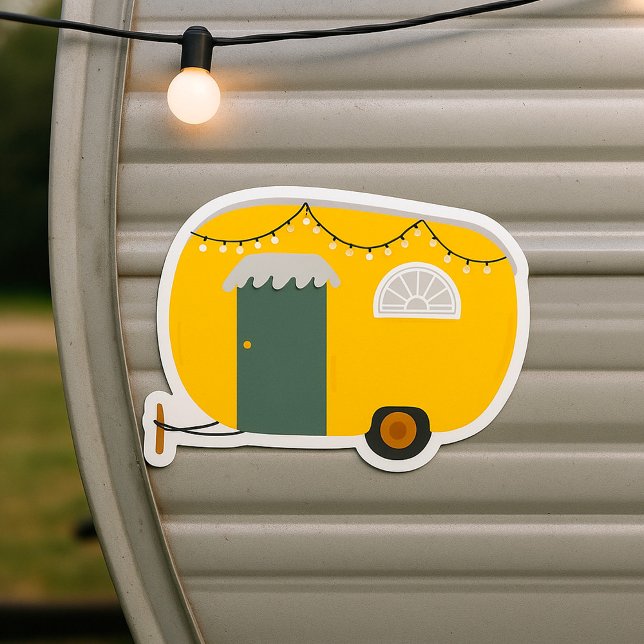 Sticker Carré Caravane jaune mignonne (Créateur téléchargé)