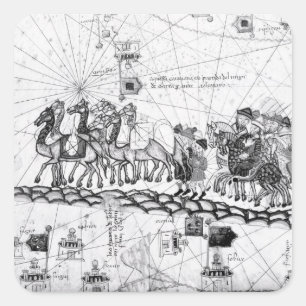 Sticker Carré Caravanes traversant l'Oural en direction de