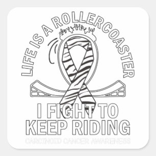 Sticker Carré Carcinoïde cancer sensibilisation zèbre imprimé ru