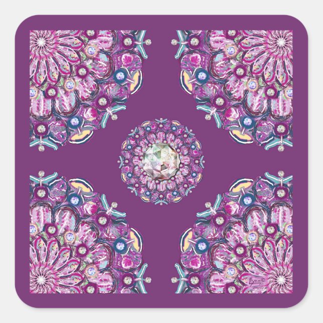 Sticker Carré Cardinal Red Rosace (Devant)