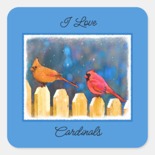 Sticker Carré Cardinals on the Fence Painting - Art original